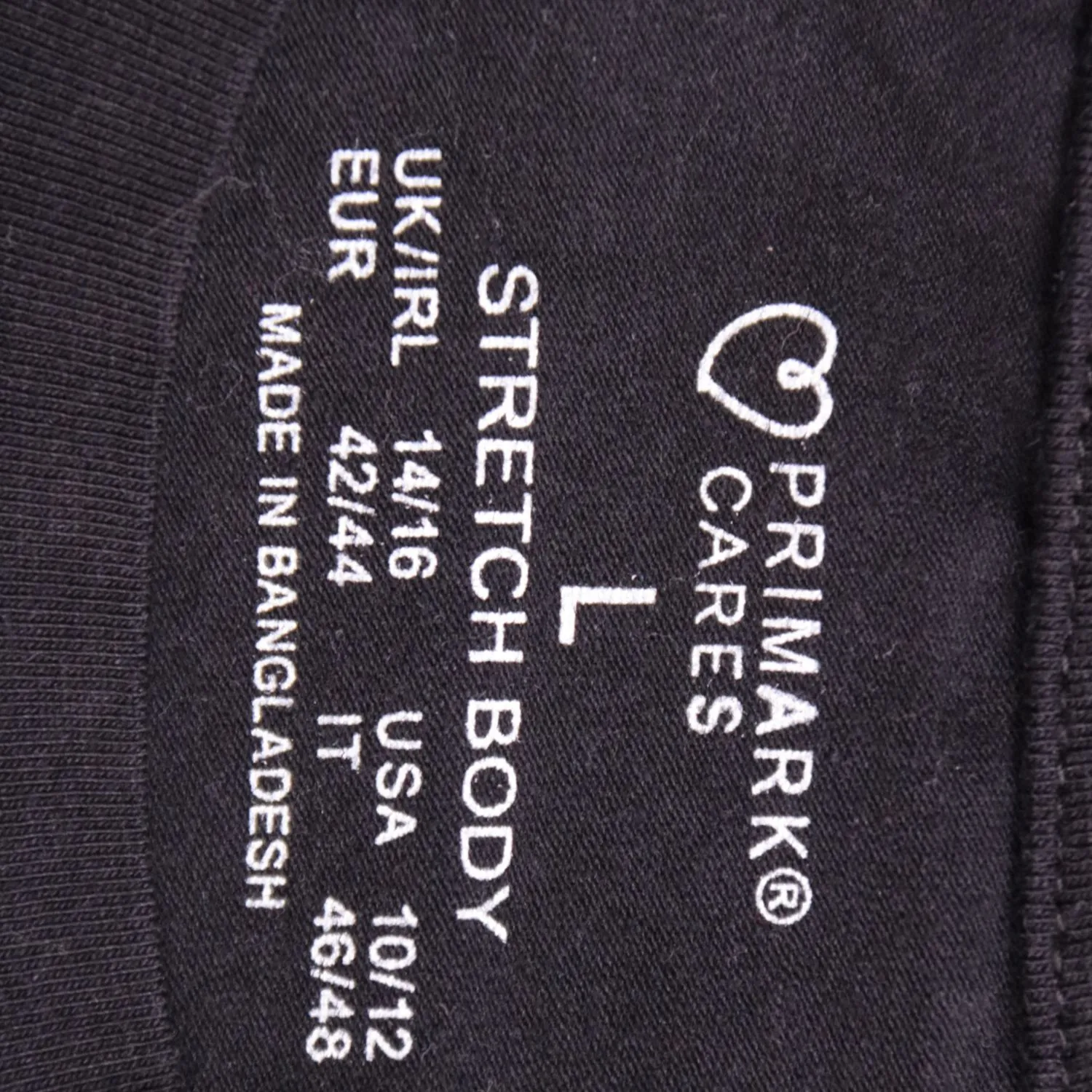 Чёрное боди Primark Cares с коротким рукавом, размер 48 (L)