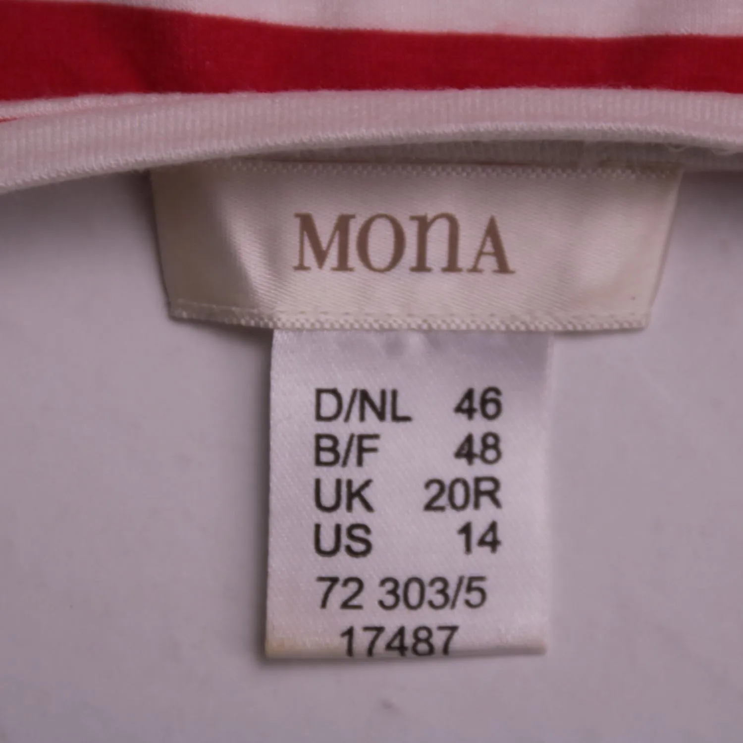 Красно-белая футболка MONA в полоску с цветочным рисунком, размер 54 (XXL)