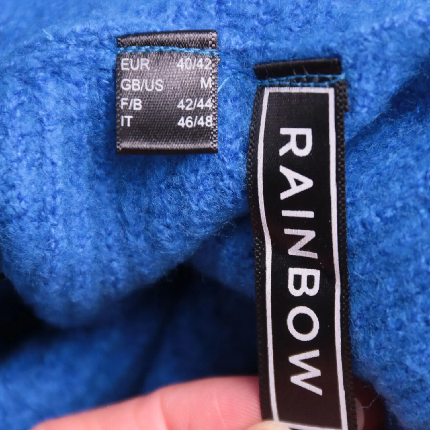 Синее платье RAINBOW с воротником-гольфом, размер 46 (M)